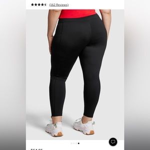 VS Pink size L - black fleece lined full length legging, high waist, w/ pockets